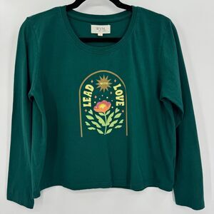 WVN Lead With Love Green Graphic Long Sleeve T Shirt Size S